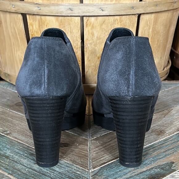 Paul Green Gray Suede Platform Chunky Heel Slip-On Ankle Booties Womens 8 UK 5.5 - Picture 6 of 12